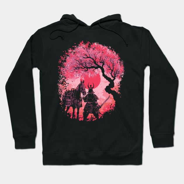 Samurai Sunset Sakura Stand Hoodie by Life2LiveDesign